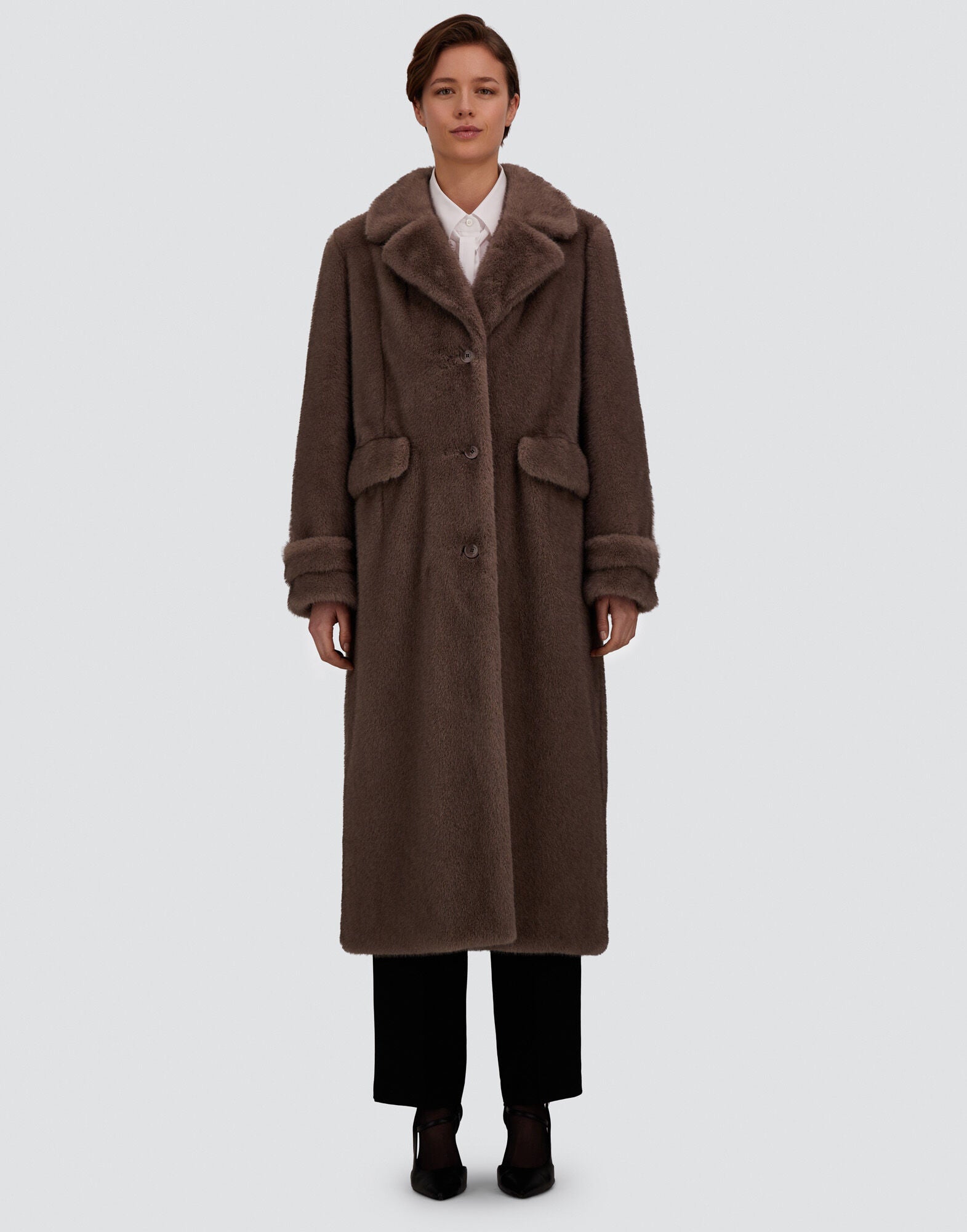Coat In Melange Faux-Fur Wmn