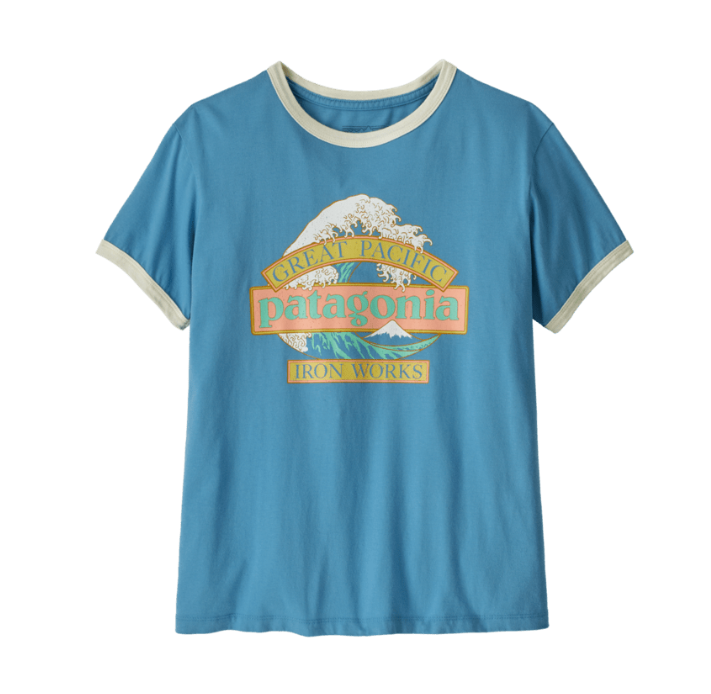 shore blue Great Waves Ringer Tee Wmn