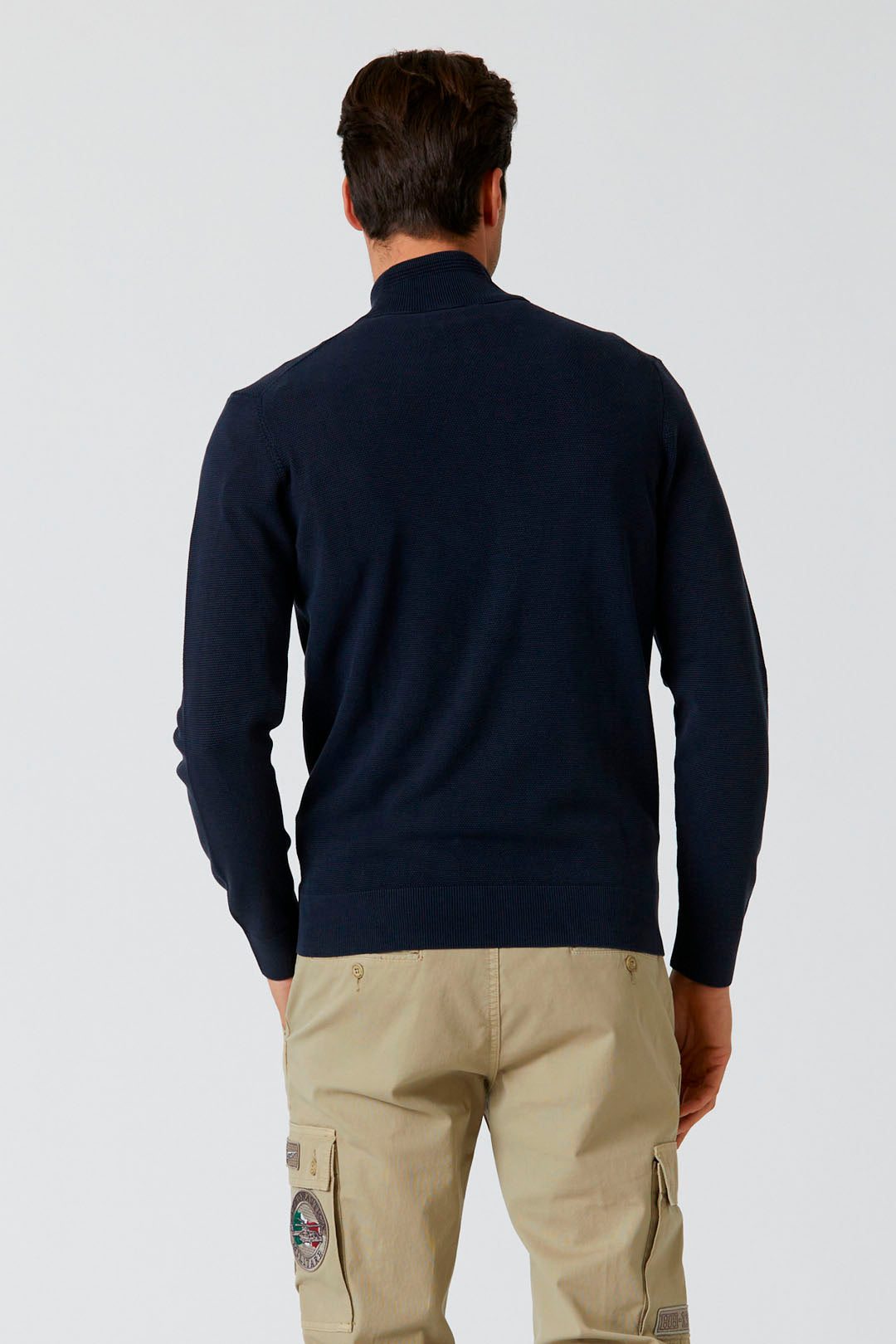 Full-zip Cotton and Tencel Sweater