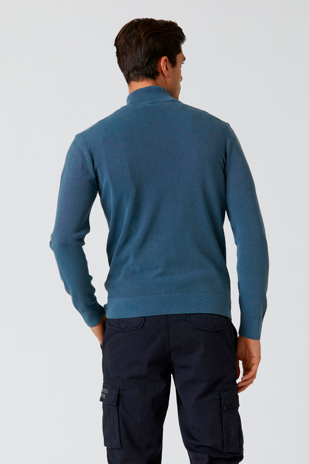 Full-zip Cotton and Tencel Sweater