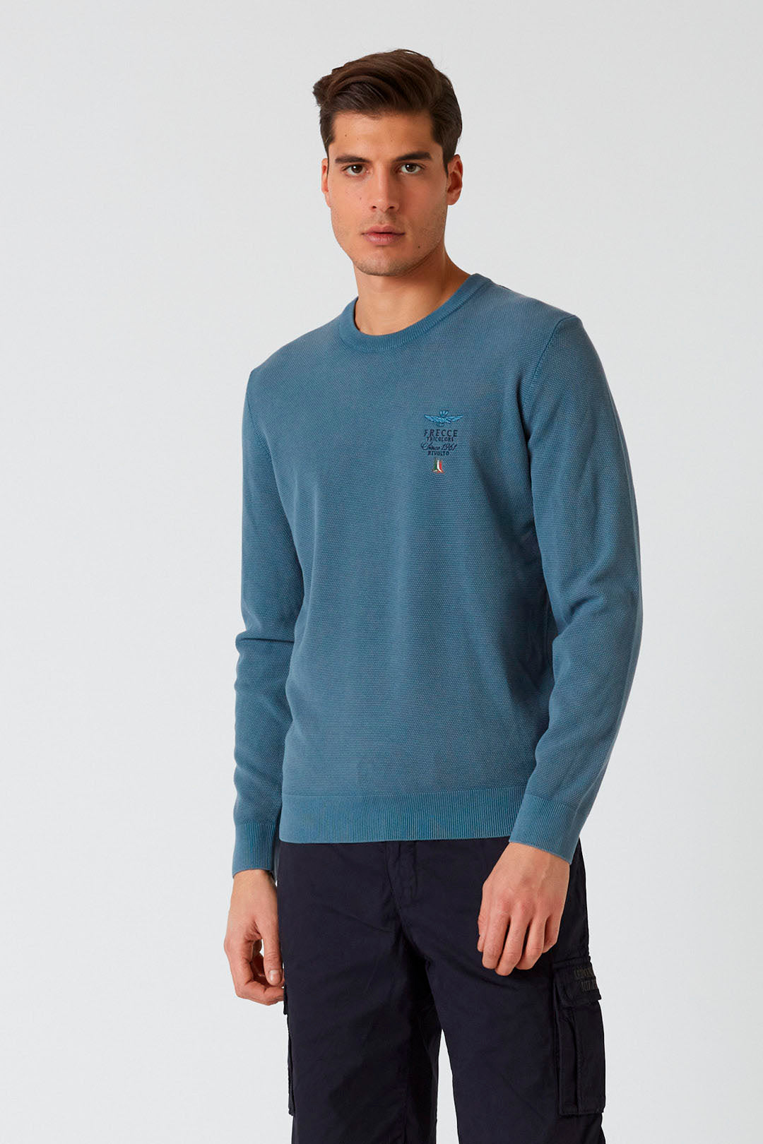 Cotton and Tencel Crewneck Pullover