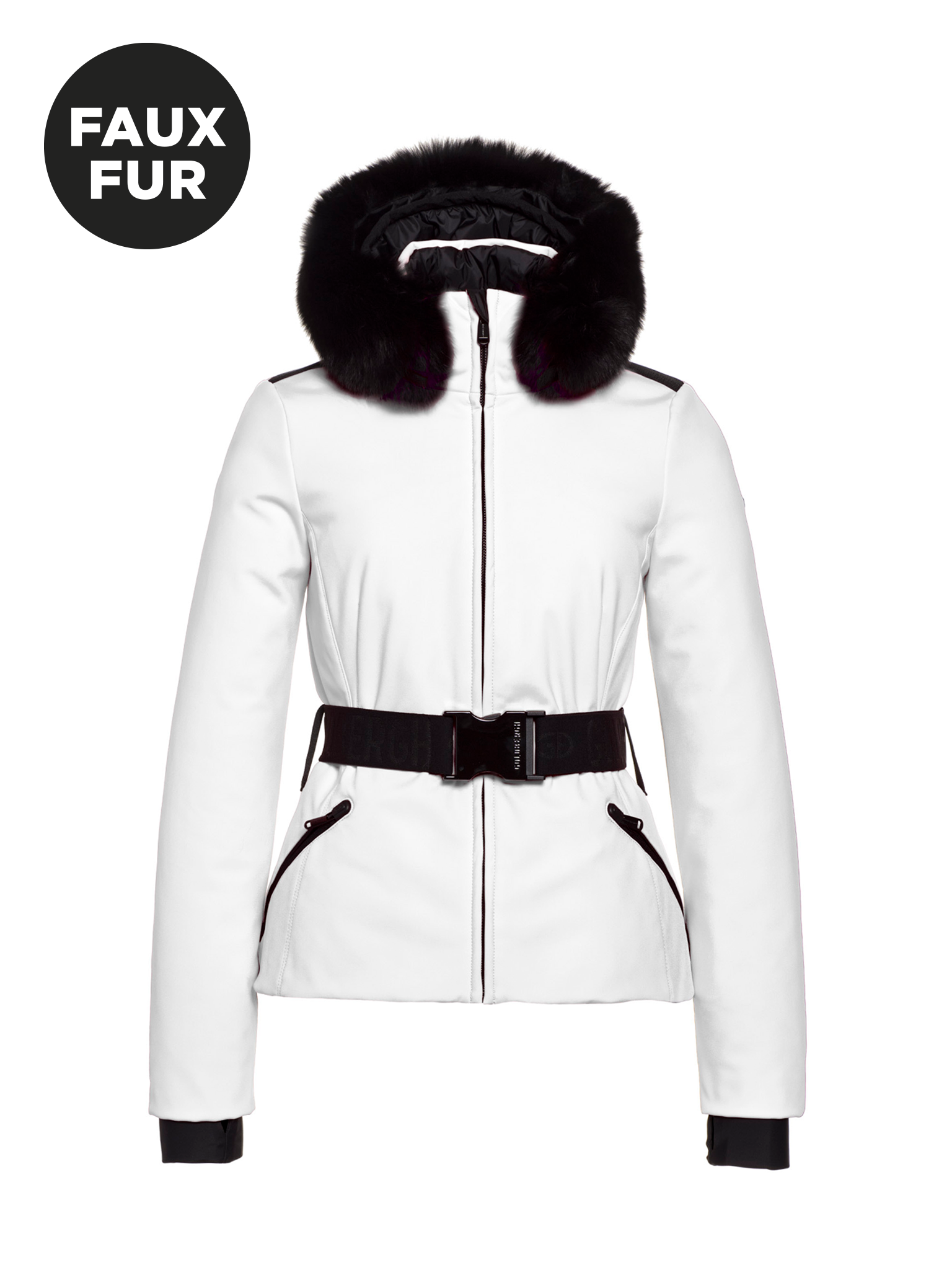 white Hida Ski Jacket Faux Border W