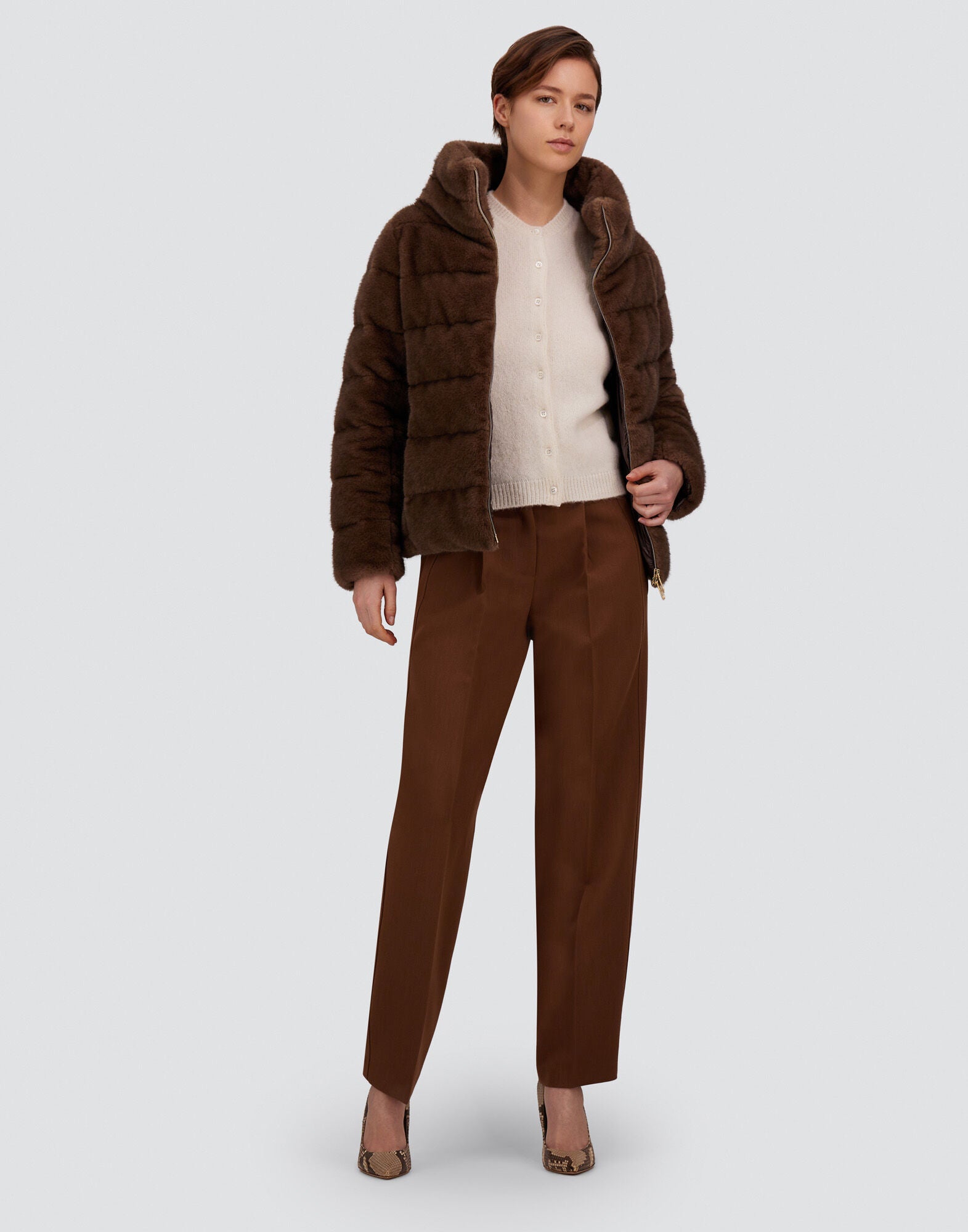 Melange Mink-Effect Jacket Wmn