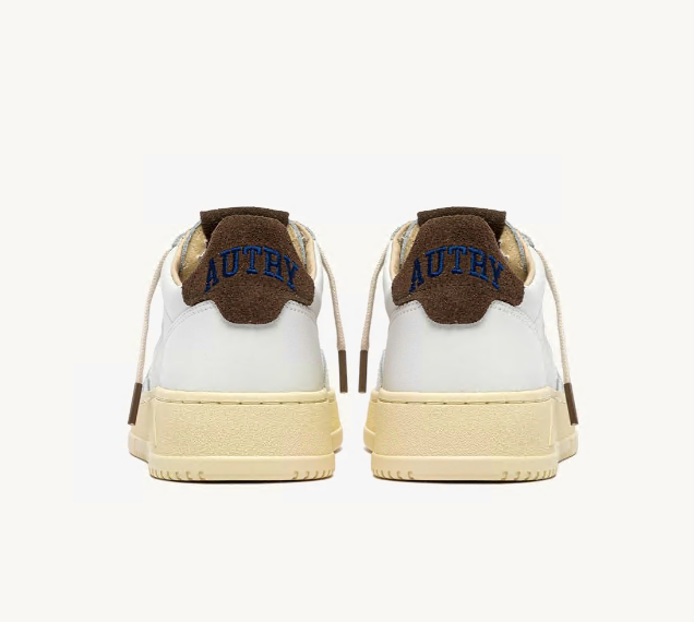 Medalist Low White Leather and Chocolate Chip Suede Man