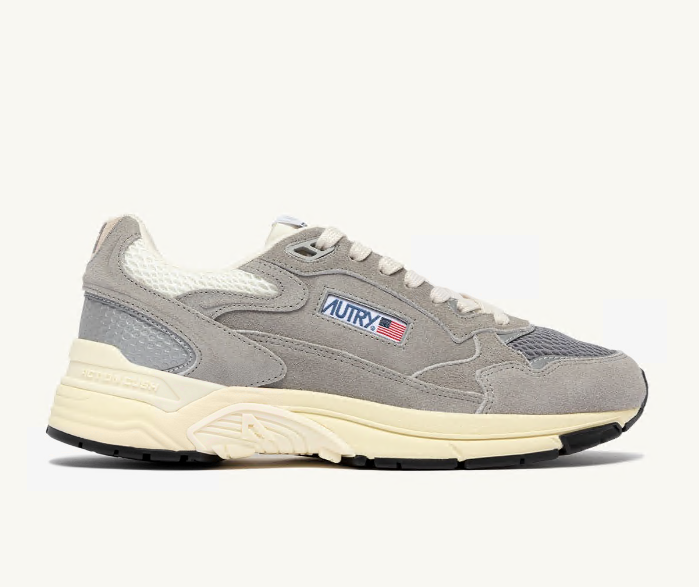 Hyperway Low in Marshmallow, Lead Suede and Mesh Man