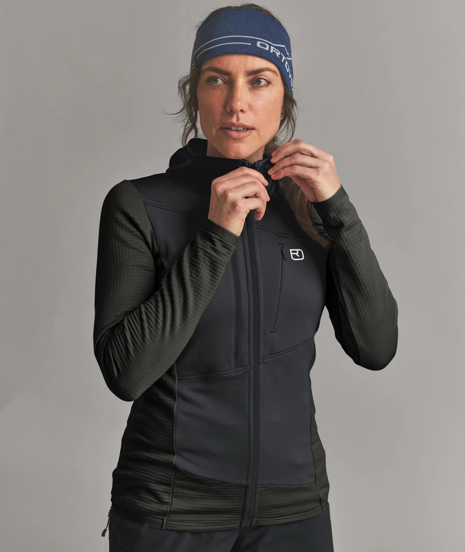 Fleece Grid Hoody Wmn